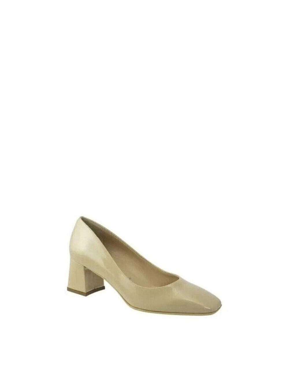 RON White "Lizbeth" Square Toe Block Heel BNWT Italy Nude Pump Patent